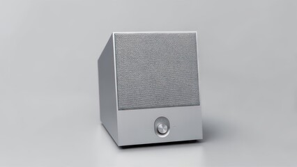 Obraz premium Silver Cube Humidifier on White Background for Home Use.