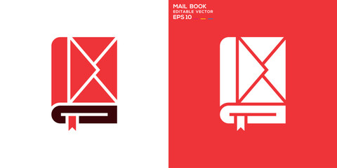Book and email logo. Envelope, message, letter, report. Vector icon symbol template EPS 10.