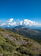 霧島ジオパーク_韓国岳より高千穂岳・新燃岳を望む