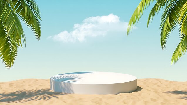 Tropical Beach Podium for Product Showcase or Summer Theme Promotion