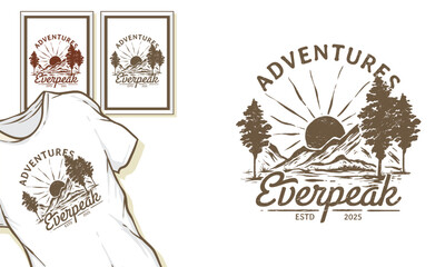 forest illustration mountains graphic outdoor design nature badge adventure vintage