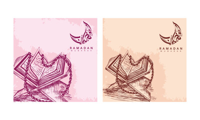 Ramadan Mubarak Islamic Holy Book Quran With Prayer Beads