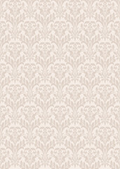 Vintage Damask Floral Pattern Seamless Vector Design with Beige Background Classic Decorative Wallpaper Elegant Style Ornamental Fabric Background for Luxury Interiors
