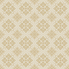 Fototapeta premium Vintage Damask Floral Pattern Seamless Vector Design with ctram Background Classic Decorative Wallpaper Elegant Style Ornamental Fabric Background for Luxury Interiors