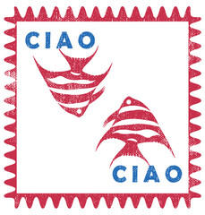 red ciao! Graphic design print t-shirts fashion, illustration, vector, posters, cards, stickers, mug. italian style vibrant posters with Italian text Ciao, Dolce Vita, Bella Vita. Wavy hand-drawn
