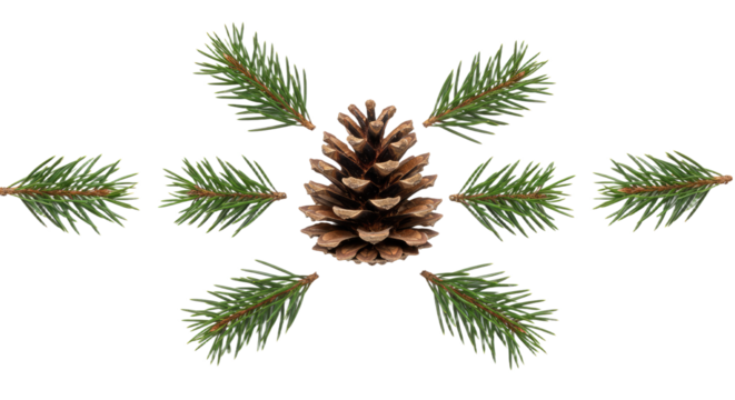 Pine Cone and Fir Branches Arrangement.