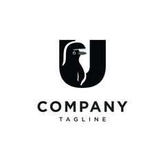 Letter U Umbrellabird Logo Icon Vector