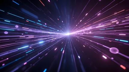 Obraz premium Dynamic light streaks in futuristic space create a stunning abstract design, perfect for technology backgrounds and modern presentations, vibrant and energetic