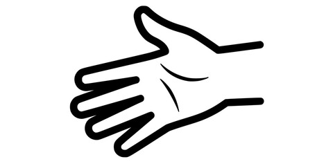 Obraz premium Bold Line Minimalist Human Hand Reaching Flat Vector Gesture Graphic