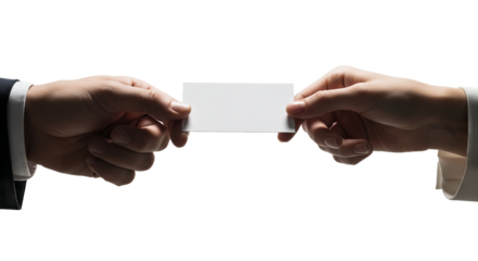 Exchanging Contact Information Hands Holding Blank Business Card