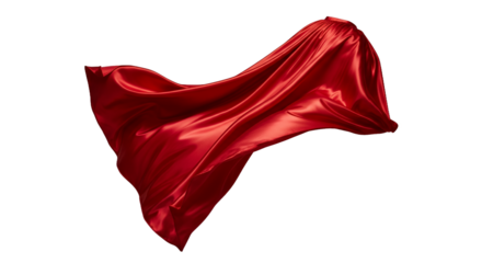 Flowing Red Fabric Isolated on White Background