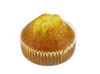 close up on fresh baked muffin isolated on white background