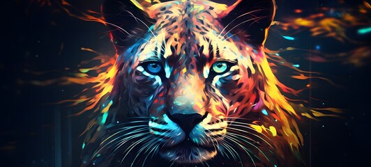 Pointillist grunge design of liger dryad with abstract dotted pattern,generative AI