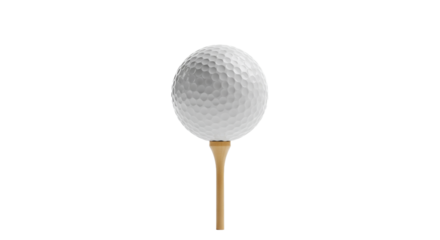 Golf Ball on Wooden Tee, Sports Equipment, Clean Studio Shot