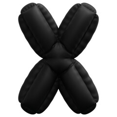 3D Inflated Black X Icon