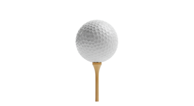 Golf Ball on Wooden Tee, Sports Equipment, Clean Studio Shot