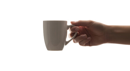 Hand Holding a Coffee Mug, Isolated on White Background
