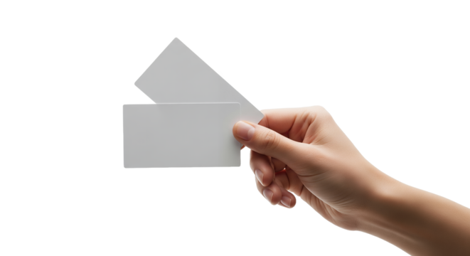 Hand Holding Blank Cards for Identity or Information