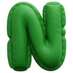 3D Inflated Green N Icon