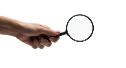 Hand Holding Magnifying Glass for Close Examination or Research