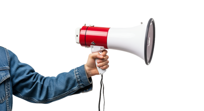 Hand Holding Megaphone Announcing Message