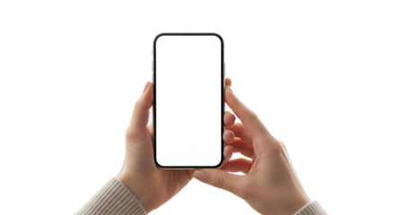 Hands Holding Smartphone with Blank Screen