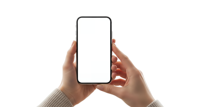 Hands Holding Smartphone with Blank Screen