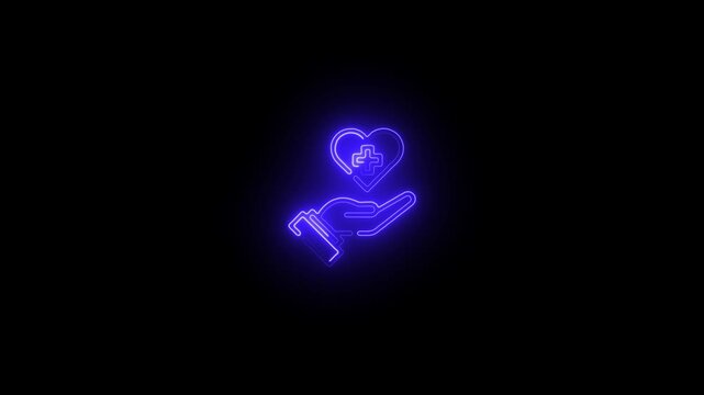 Blue Hands holding heart icon. Blue Love icon. Health, medicine symbol. Healthcare hands holding heart flat and line style - stock vector. Hands holding glowing heart black background 4k video .
