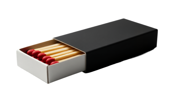Matchbox Close-Up on White, Minimalist Composition for Design or Branding Elements