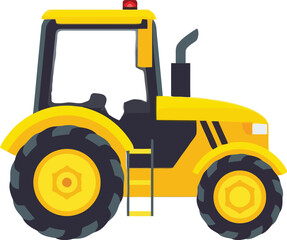 Yellow Farm Tractor Vehicle Vector