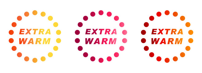 EXTRA WARM ラベルアイコン（冬・あったか・防寒・ヒートウェア・温活のベクター素材）