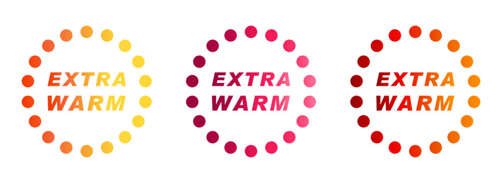 EXTRA WARM ラベルアイコン（冬・あったか・防寒・ヒートウェア・温活のベクター素材）