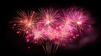 Fototapeta premium Vibrant Fireworks Display Against Night Sky: Festive Celebration and Pyrotechnic Spectacle, Perfect for Holiday Events