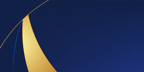 Elegant navy blue background with curved golden ribbon accents. Luxurious and modern abstract design perfect for invitations, certificates, business cards, and premium branding. vector illustration
