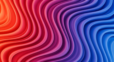 Abstract wavy background with vibrant colors transitioning from red to blue in a smooth and flowing pattern