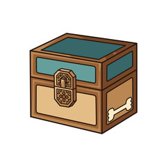 focus on main subject treasure chest design with lock and bone icon.