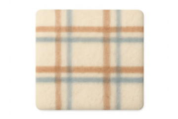 Cream plaid fleece fabric texture background transparency