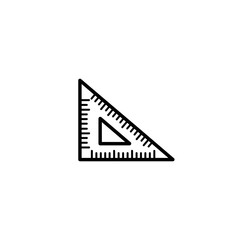 Fototapeta premium Triangle ruler with measurement markings in simple line art 