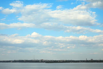 Beautiful view of blue sky with clouds over sea as background