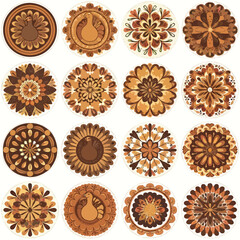 Thanksgiving bundle Collection of intricate circular mandala designs in earthy tones
