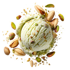 Creamy pistachio ice cream topped with crushed pistachios, creating delightful and indulgent dessert experience