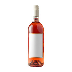 Bottle of rose wine with blank label, showcasing vibrant pink hue. elegant design highlights wine refreshing qualities and is perfect for various