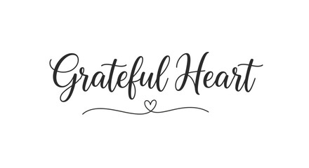 Grateful Heart text with a heart symbol on a white background.