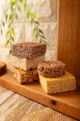 Alegrias. Healthy snack.Typical Mexican candy made from amaranth and honey or sugar, it is molded...