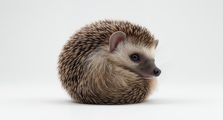 Adorable Hedgehog Portrait with Spiky Fur and Keen Eyes on White Background