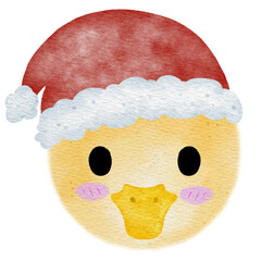 Christmas illustration with yellow duckling and roller skates.Cute yellow duckling