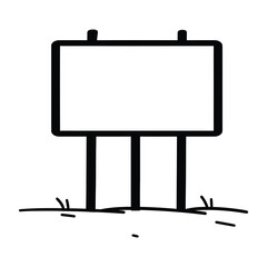 Obraz premium Black outline of blank signboard standing on the ground with a white background