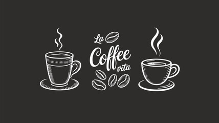 Hot coffee cup coffee vector graphic design. Hand drawn coffee chalk vector illustrations. Vector illustration of coffee Icon.