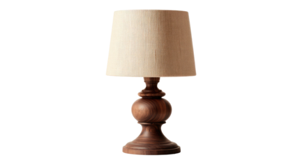 Beige lampshade, wooden base