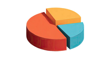Three-section pie chart graphic